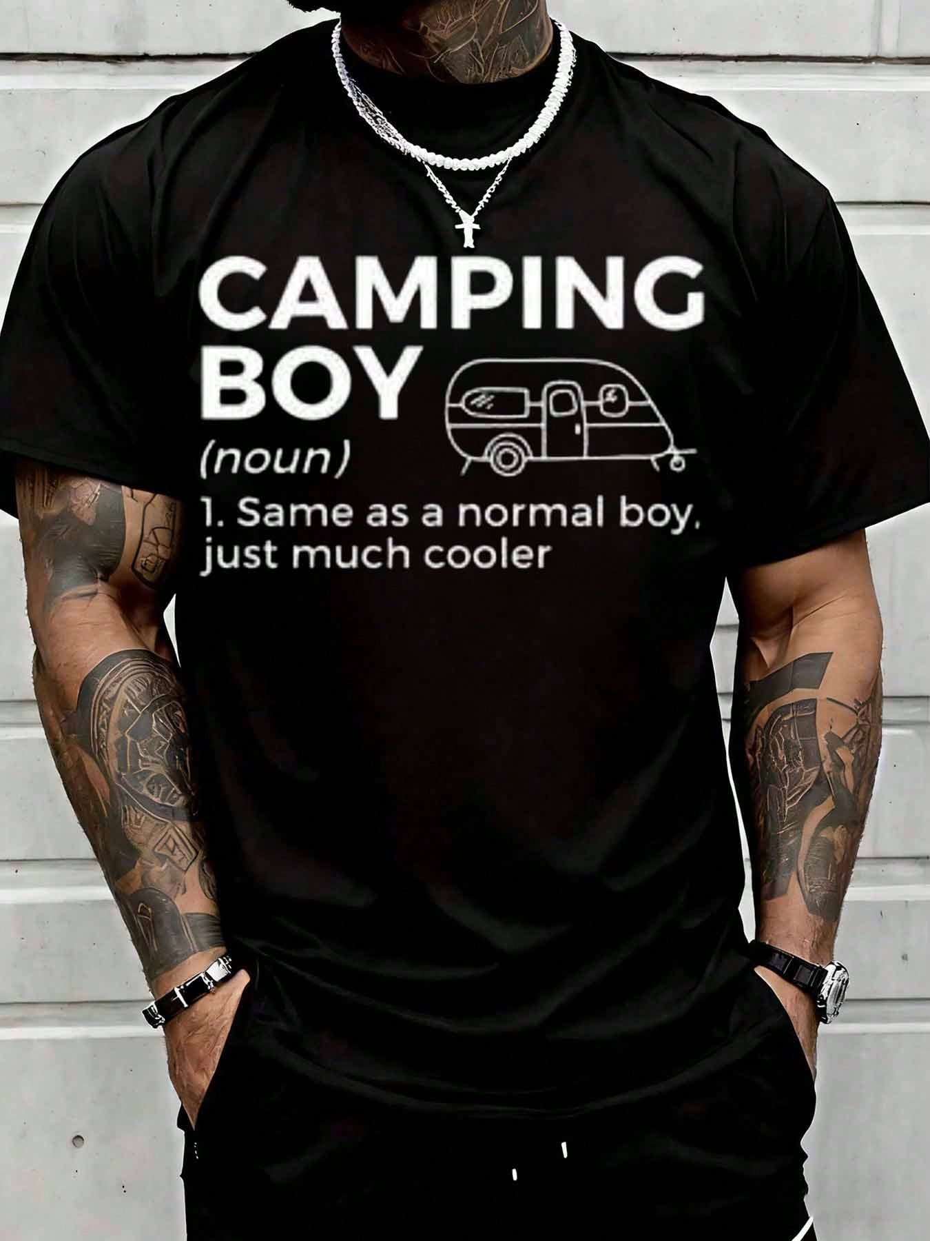 Outdoor Adventure Boys - Koszulka z zabawnym nadrukiem „Camping Boy”