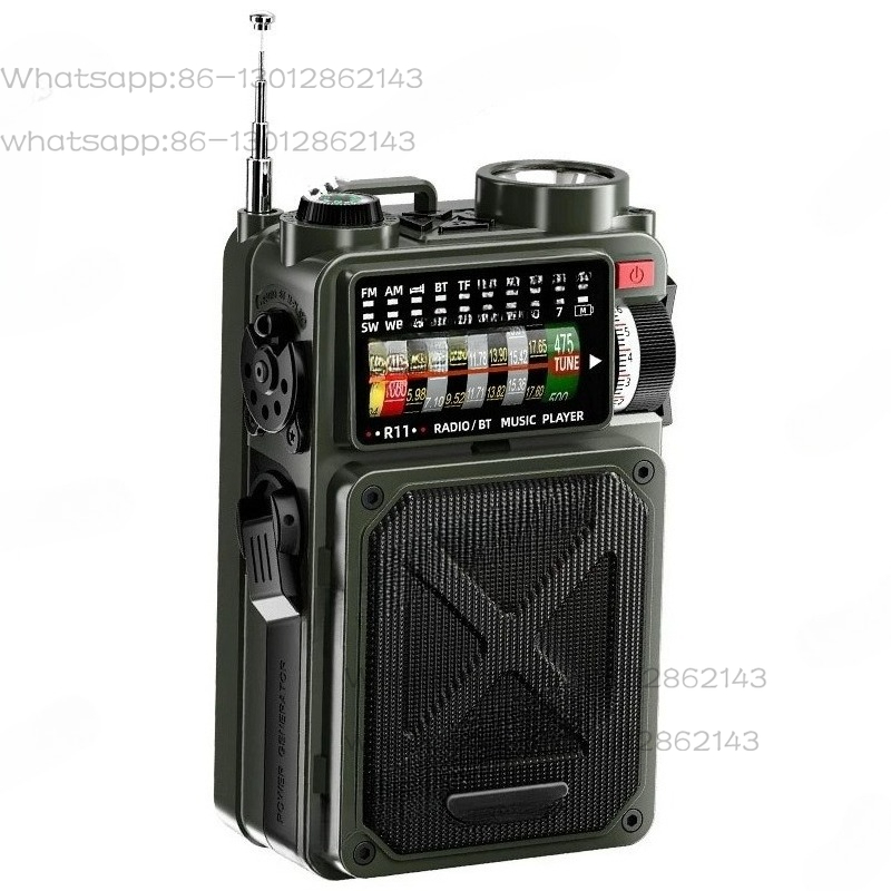 Emergency Radio Solar - Radio z korbką ręczną, solarnym ładowaniem,