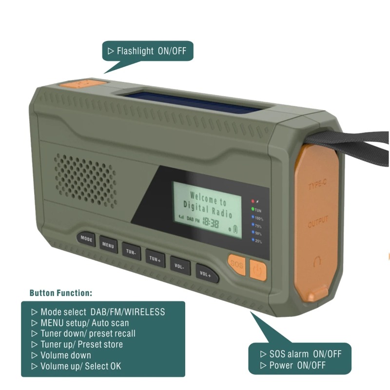 Radio DAB/FM Bluetooth, radio  – Emergency Radio Solar recenzja i cena